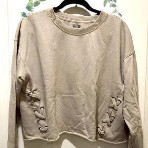 Aerie Crewneck Lace-up Pullover Sweatshirt NWOT